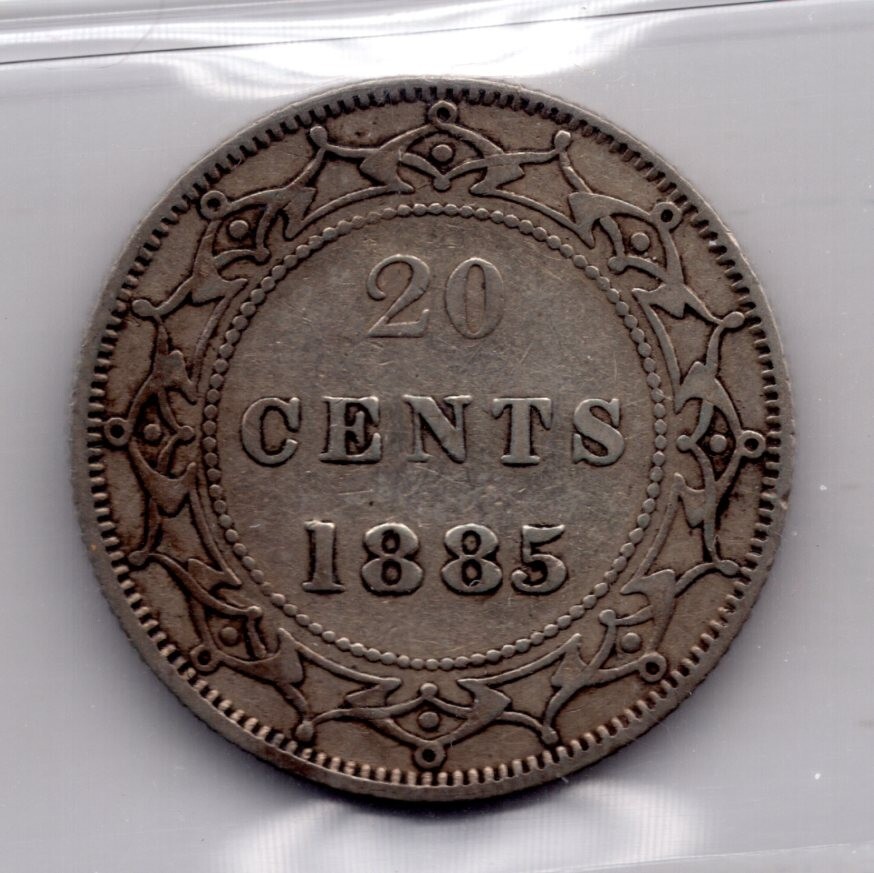 1885 Newfoundland 20 Cent Silver Coin ICCS VF20