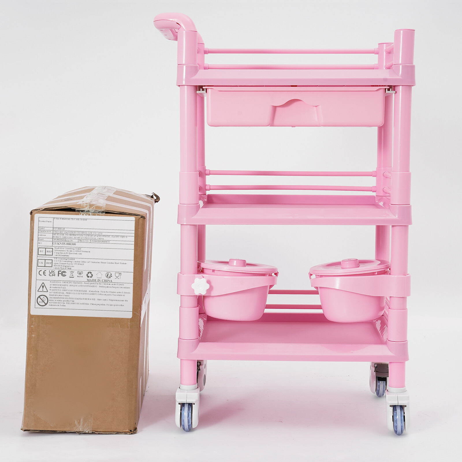 80kg/176.37lbs Movable Salon Storage Cart Beauty Organizer Mobile Storage Cart