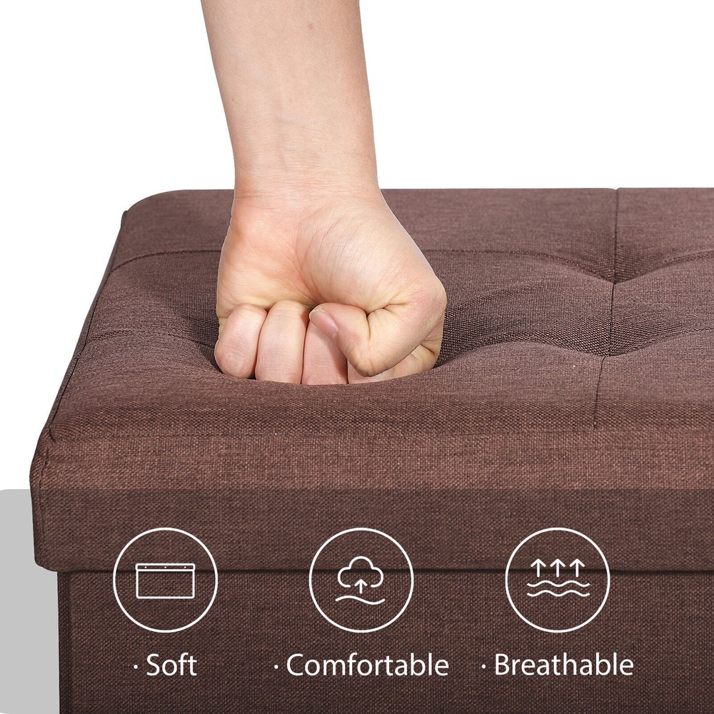 F2C 43" Folding Storage Ottoman Bench Storage Chest Soft Footrest Stool