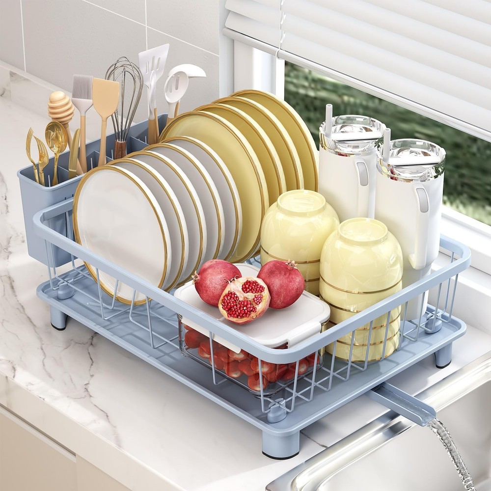 Blue Dish Drying Rack, Dish Rack,Space-Saving Dish Racks for Kitchen Counter ...