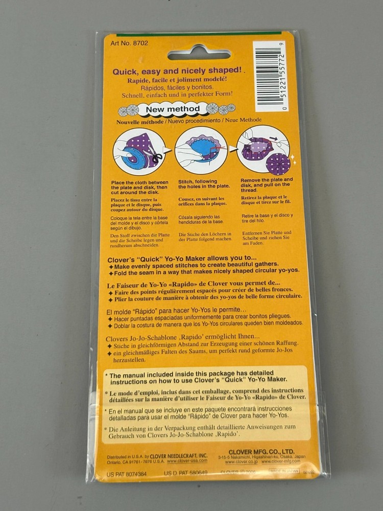 Clover Extra Small Circle Quick Fabric Yo-Yo Maker Tiny #8702 NEW
