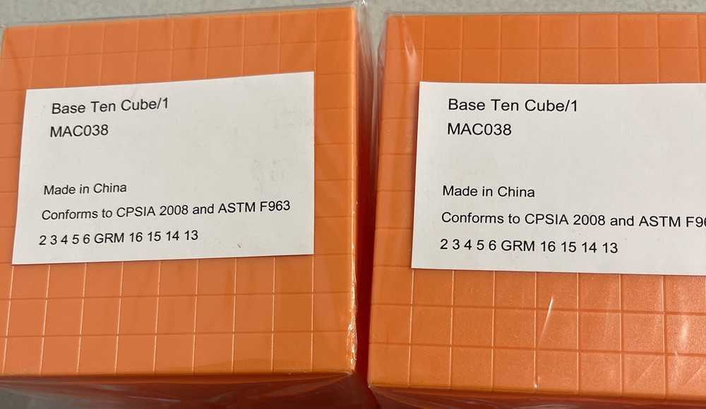 Base Ten Block Math Manipulative Kit Orange Plastic Cube Flat Rod Single 222 pc
