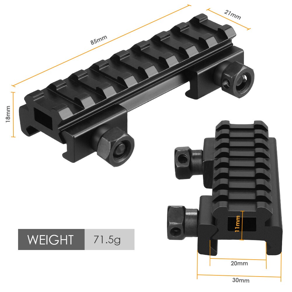 Low Profile Scope Mount Adapter with 20mm Riser Base Dovetail Rail Mount