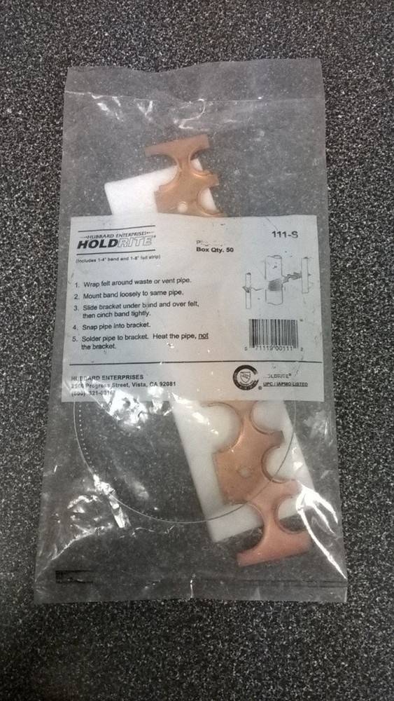 QTY/2 Holdrite 111-S Prefab Copper Pipe Support Sink Kit