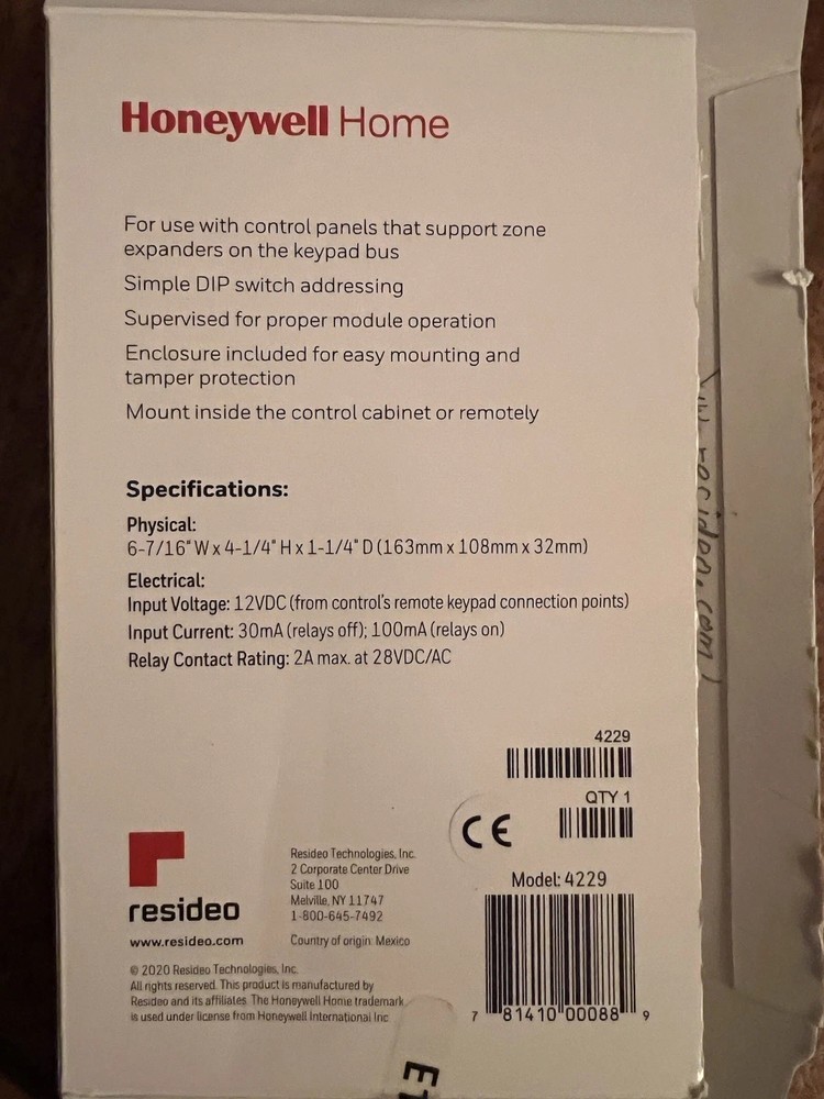 Honeywell Home 4229 Wired Zone Expander/Relay Module