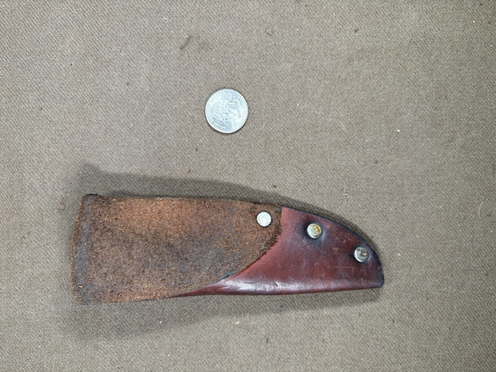 Antique File Knife With Sheath Multicolored Handle