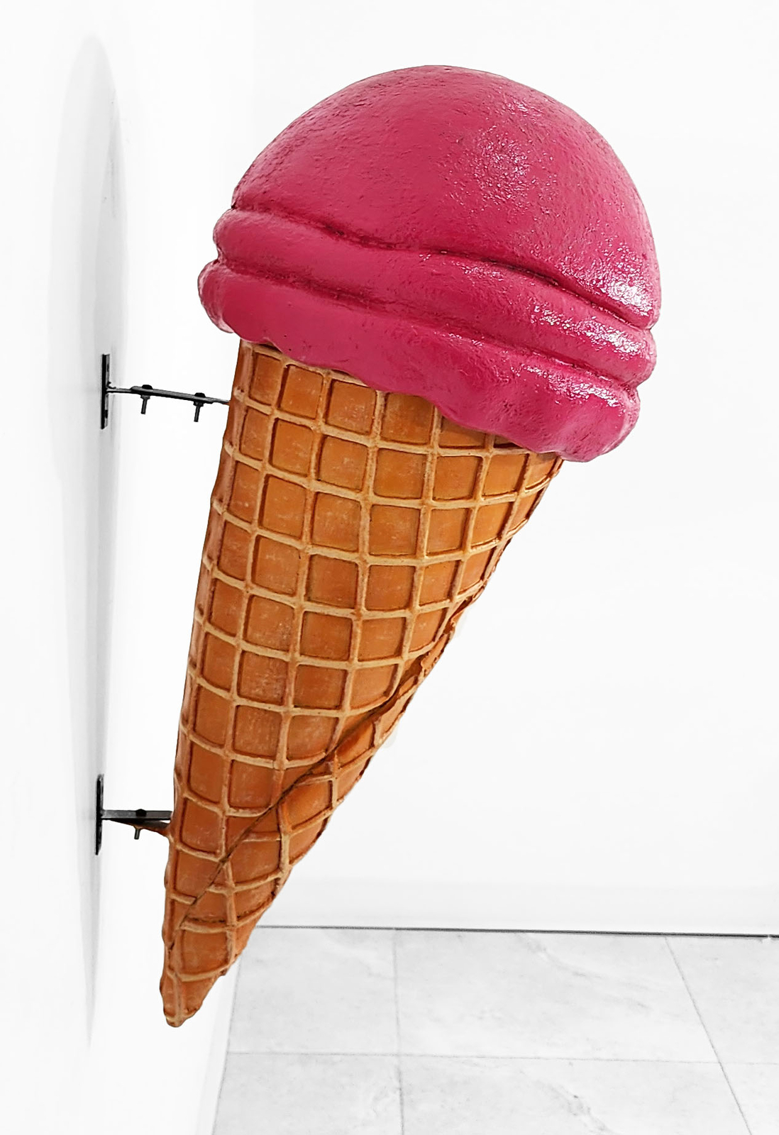 Ice Cream Cone Statue Hot Pink Scoop Wall Hanging Waffle Cone 3Ft Indoor Outdoor