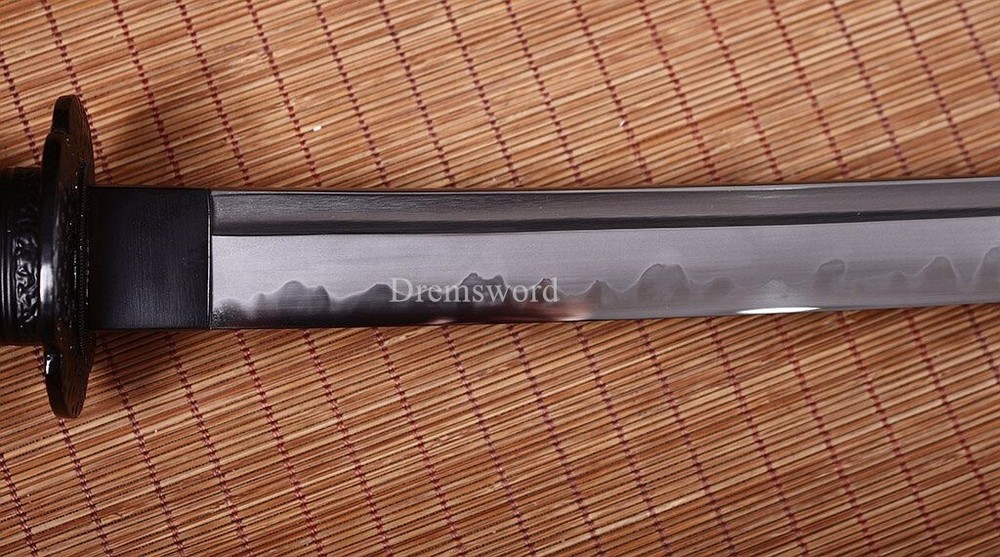 Handmade Black T10 Clay Tempered Katana Japanese Samurai Functional Sword Sharp