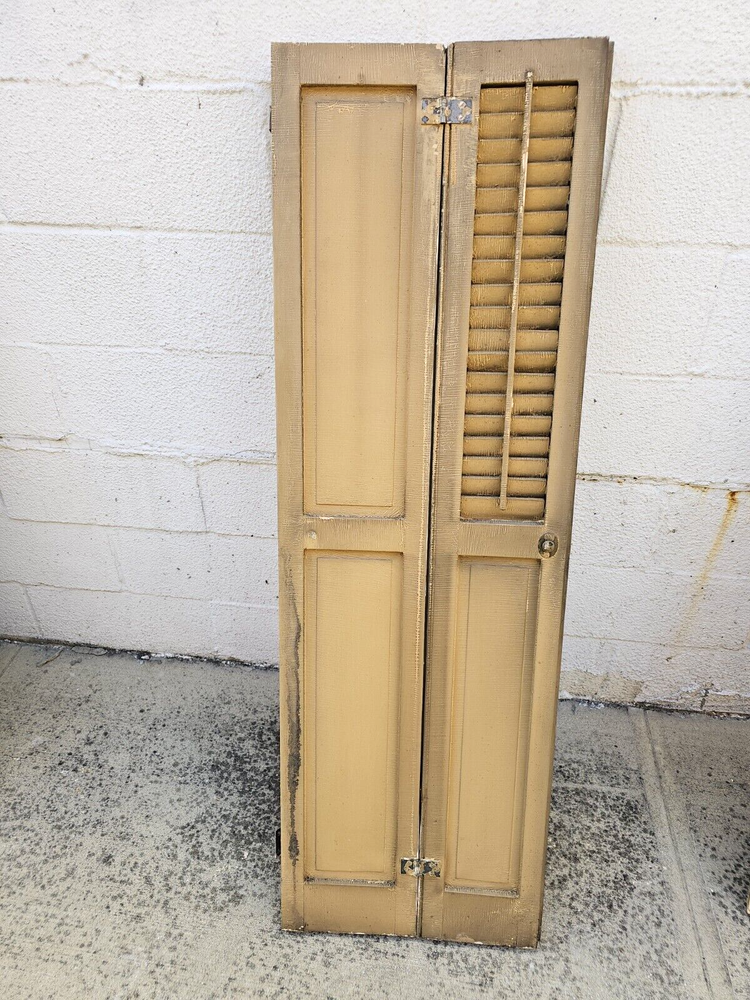 1900-1910 Antique Large Interior Louver Window Shutters