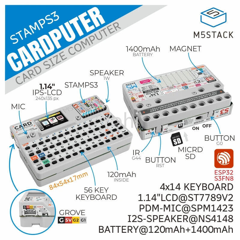 M5Stack Cardputer StampS3 Microcontroller Programmable Develop Keyboard Computer