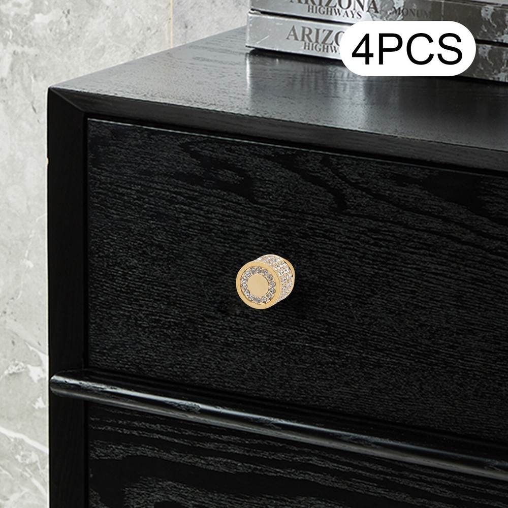 Cupboard Cabinet Handle,4pcs Crystal Dresser Knobs Drawer Handle Pulls,Gold