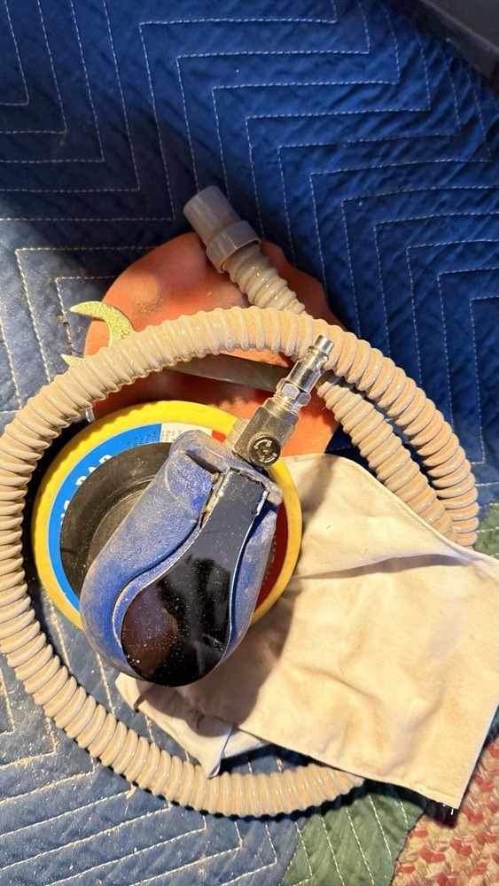 Pneumatic Palm Sander Buffer Handheld With Collection Bag 6”