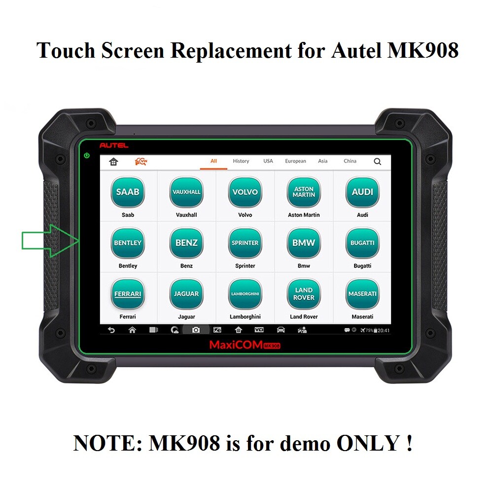 Touch Screen Digitizer Replacement for Autel MaxiCOM MK908 MK908Pro Scanner