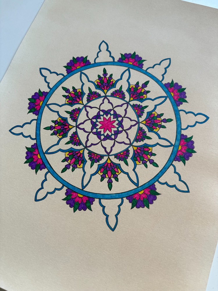 Original Art-Drawing-Circular Pattern-Rosette-Mandala -9" x 12" A4 - Artwork