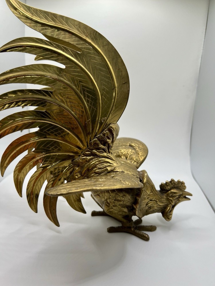 Brass Fighting Roosters Vintage Pair Solid Brass