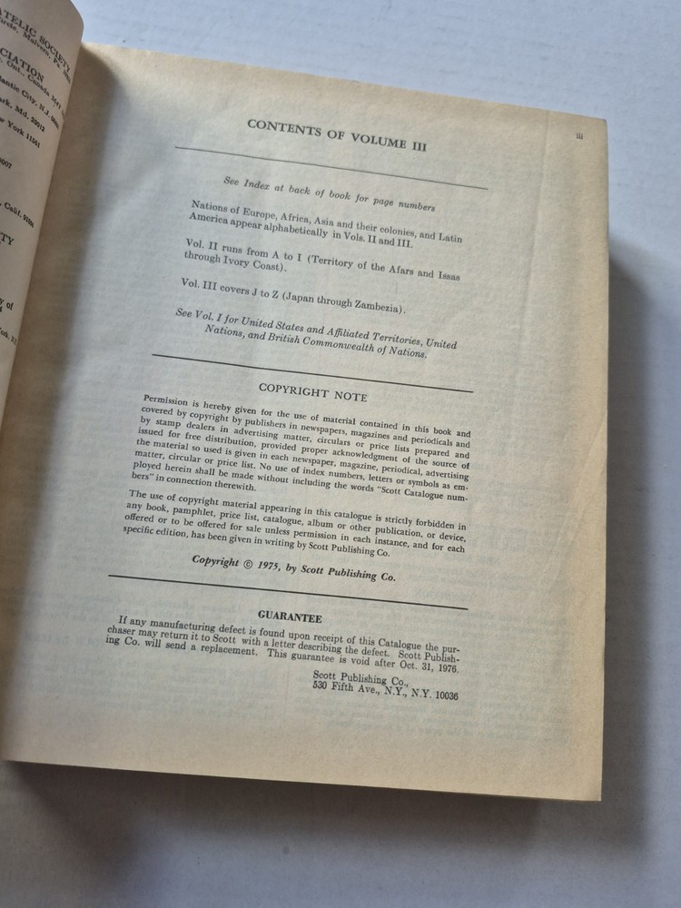Scott Standard Postage Stamp Catalogue 1976 Volume 3 Only J Thru Z European Ref