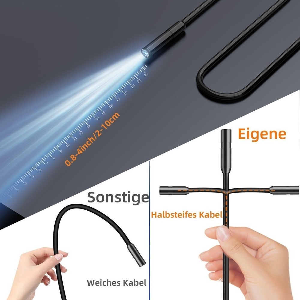 Endoscope Camera with Light, 4.3" HD 1920P Borescope Snake Inspection Camera