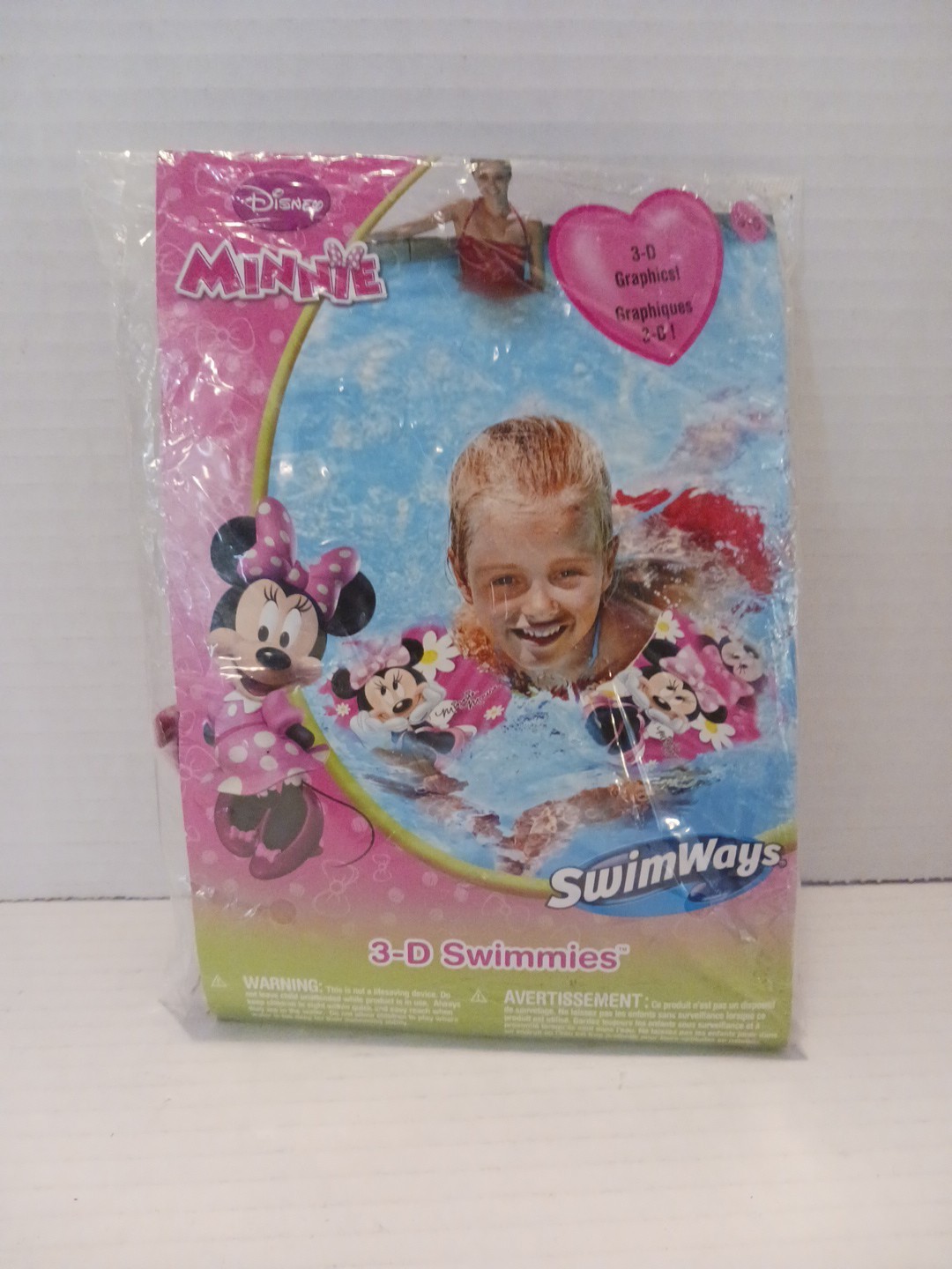 Disney Minnie Mouse 3D Swimmies Inflatable Arm Floaties Age 3-5 Repair Patch Inc