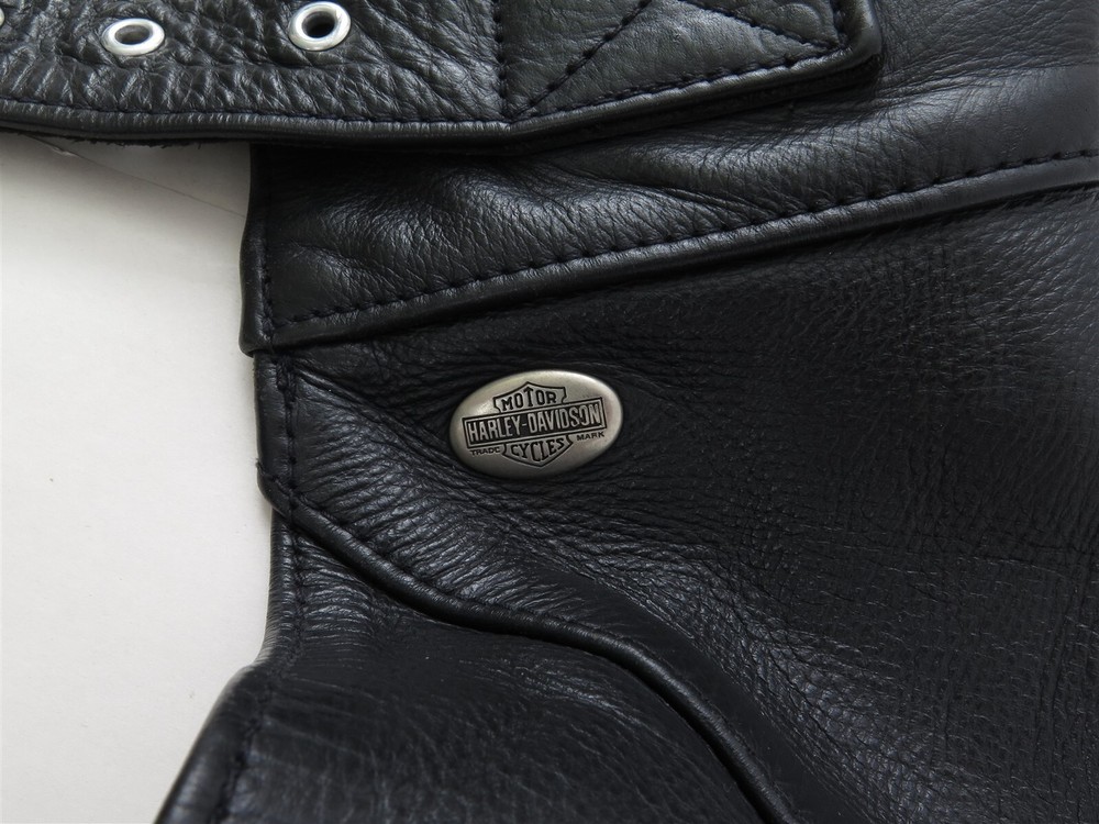 Harley Davidson Women's Size Medium Black Leather Chaps Basic Skins