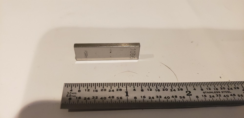 .1006" Fowler Rectangular Steel Gage Gauge Block.