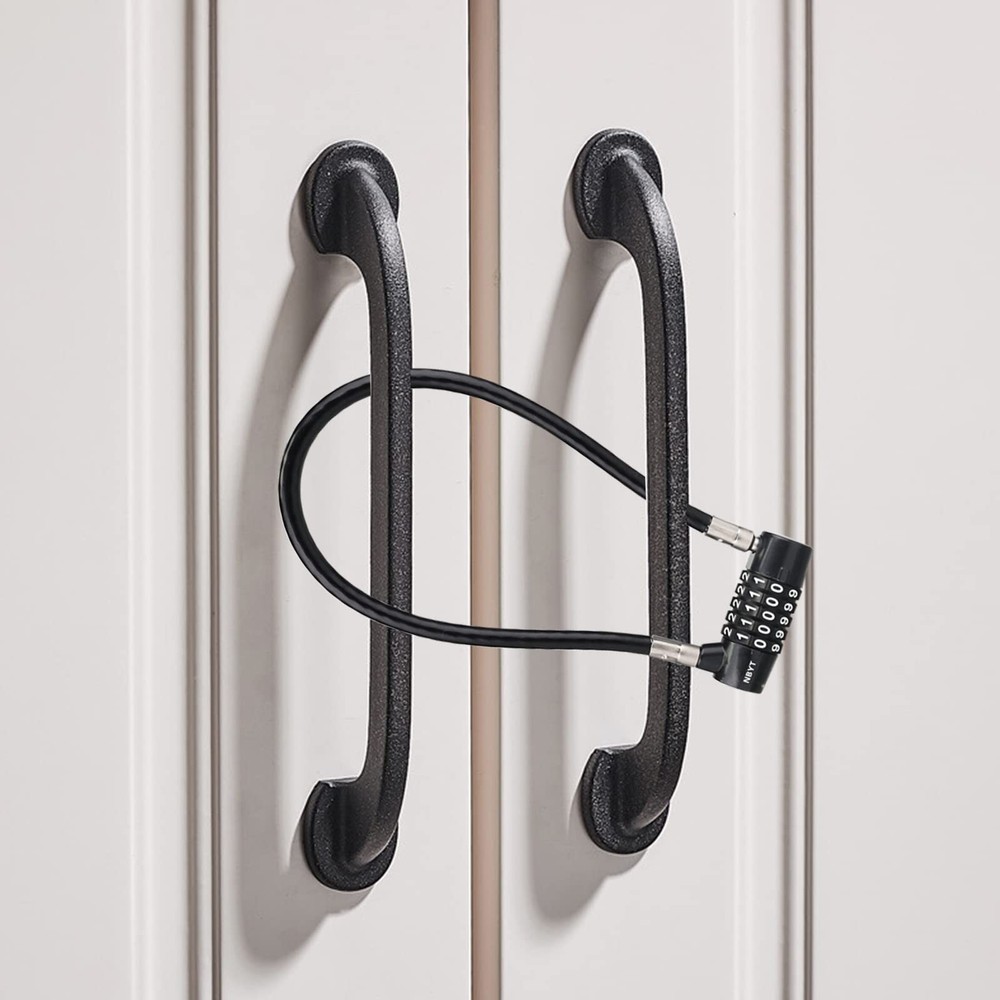 5-Digit Long Cable Locks with Combination Padlock,15" Length 5/16" Diameter,g...