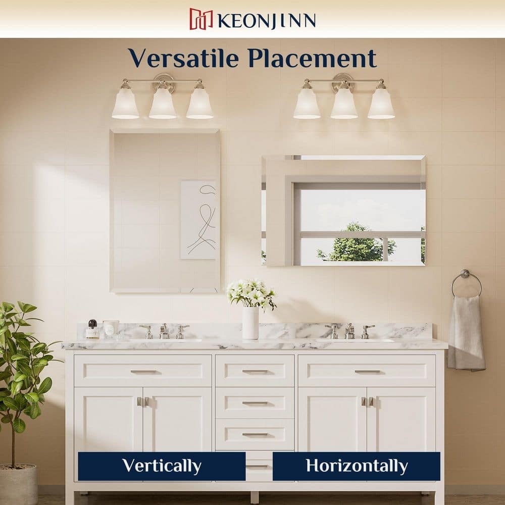 KeonJinn 24" W x 32" H Rectangular Beveled Frameless Wall Mount Bathroom Vanity