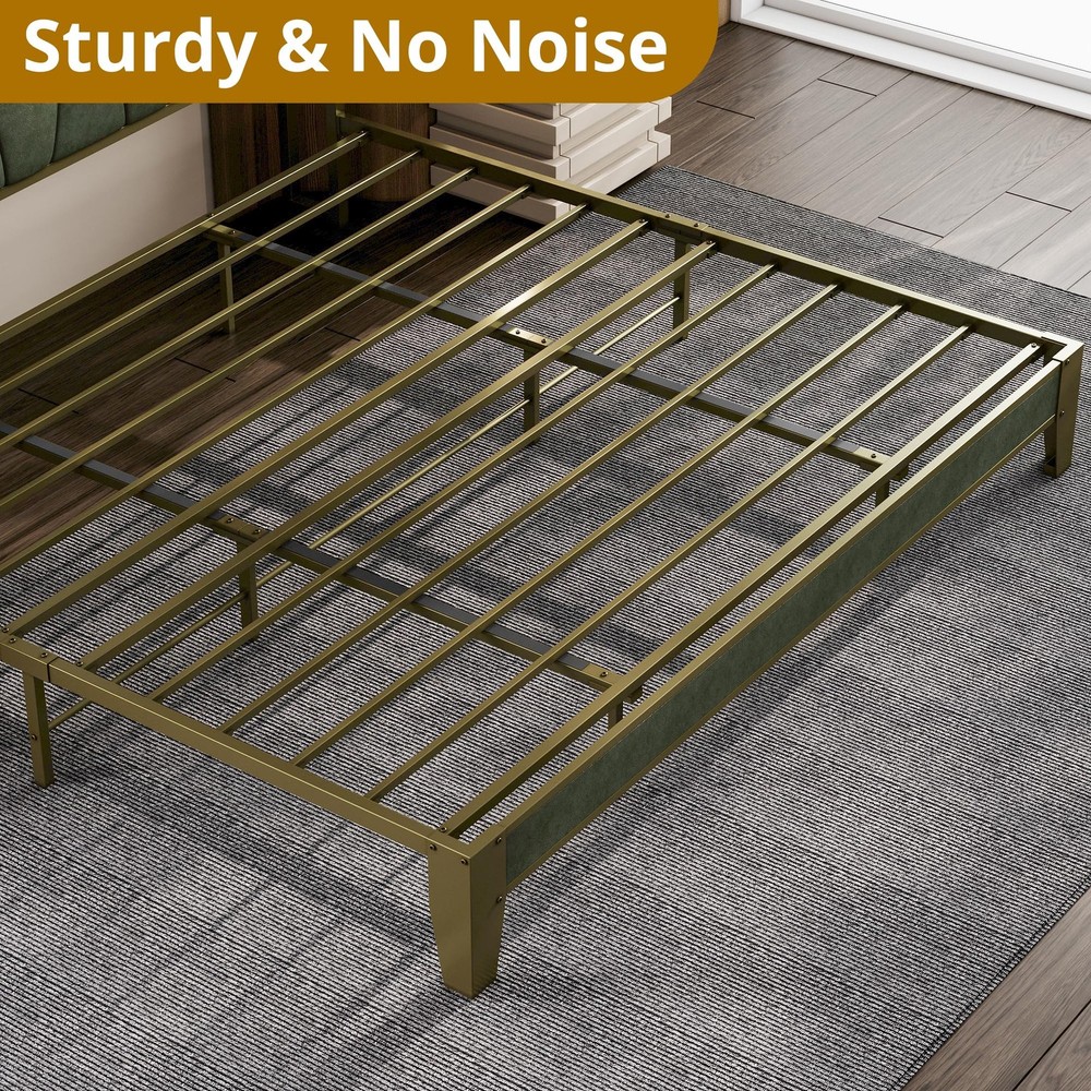 King Bed Frame, Storage Headboard with Charging Station, Solid and Stable, No...