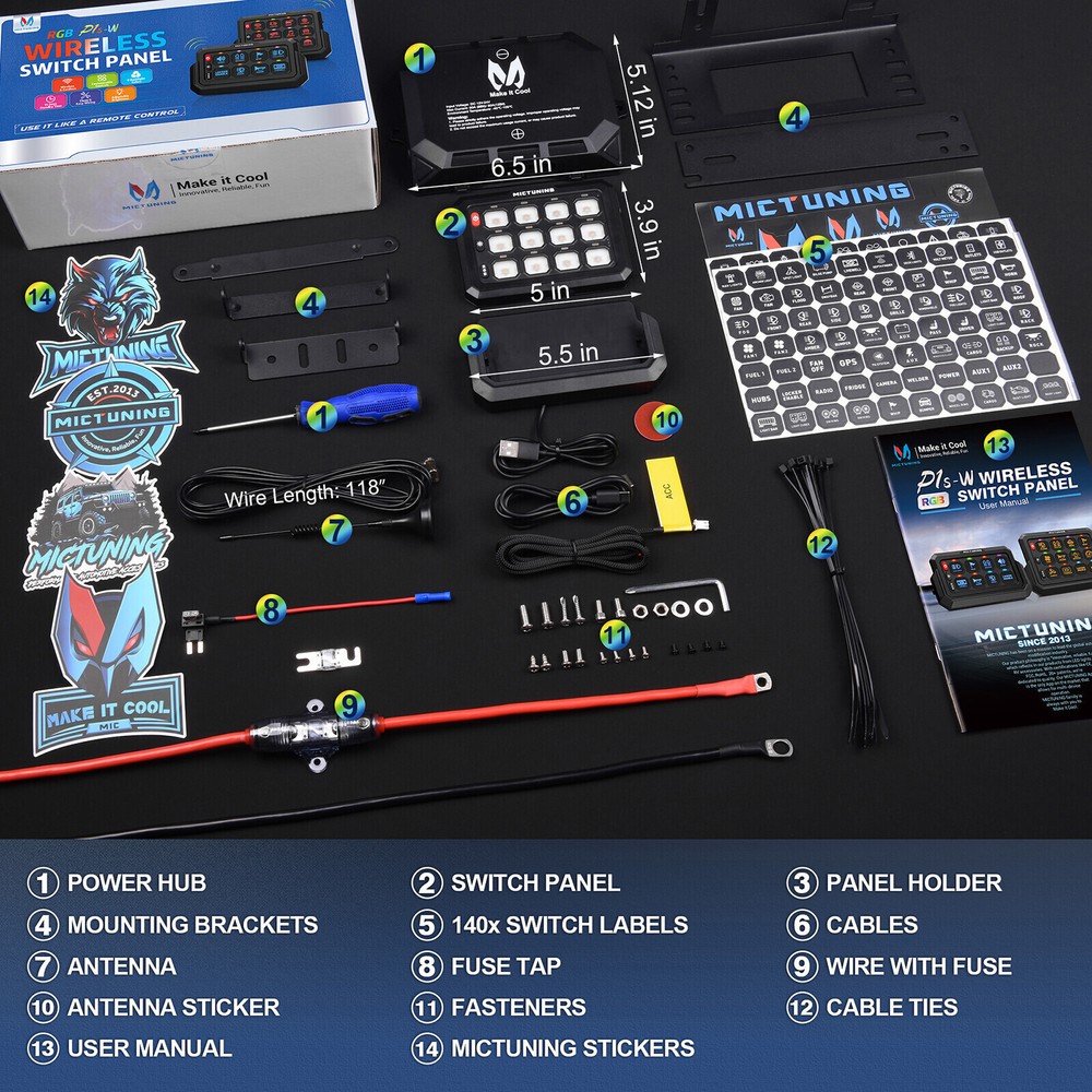 Wireless Range 328FT/164FT Switch Panel Car LED Accessories Circuit Relay System
