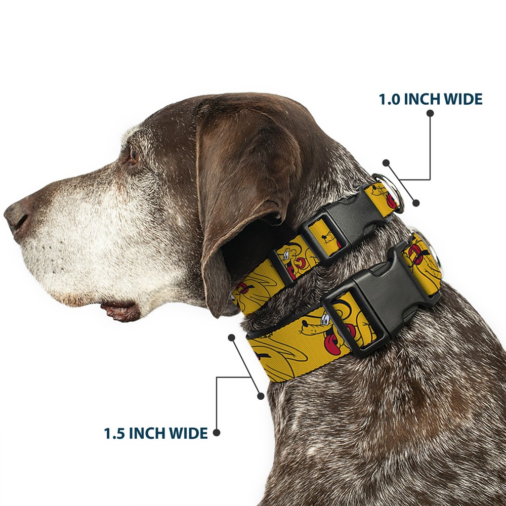 Plastic Clip Collar Disney Pluto Poses Orange Small 9.5-13"