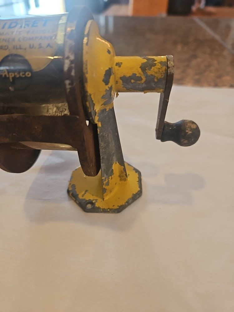 Vintage Apsco Yellow Midget Automatic Pencil Sharpener