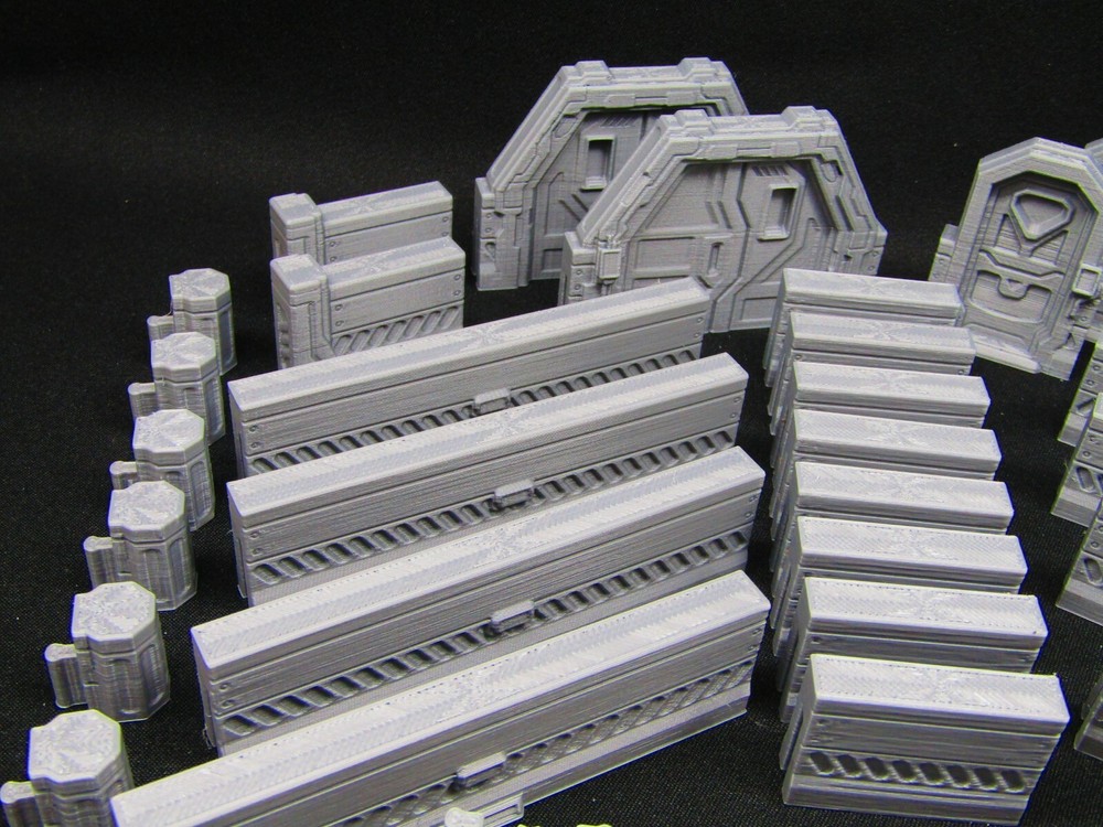 60pc DungeonSticks Sci Fi Map Building Wall Tile Set Scenery Terrain 3D Printed