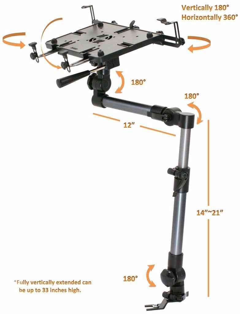 Mobotron Heavy-Duty Vehicle Laptop Mount, Hold 10"-17" Laptop, Tablet MS-526 REF