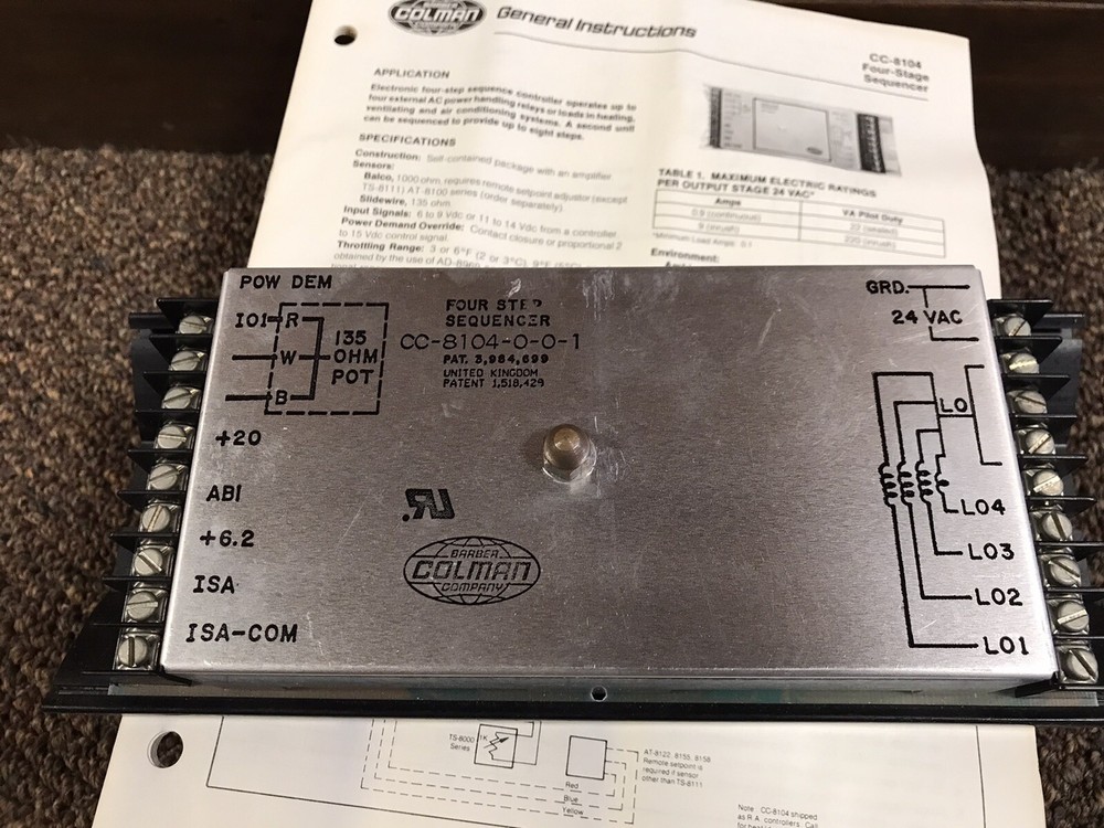 New genuine Colman Controline CC8104001 solid state 4 stage sequencer Invensys
