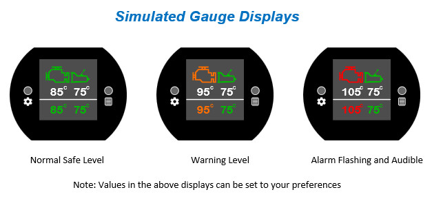 Engine & Transmission temperature, coolant level alarms - dash gauge