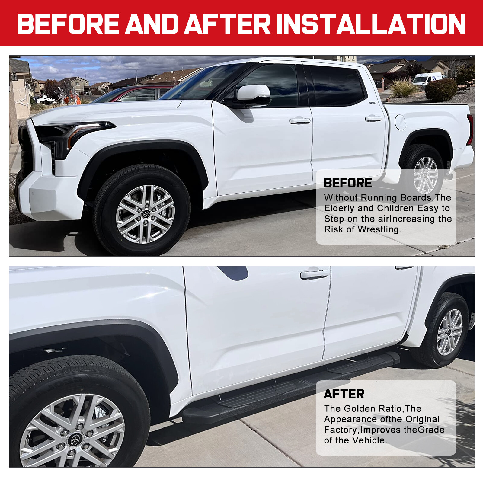 6.5 inch For 17-23 Honda Ridgeline Running Boards Truck Step Nerf Bar Blcak T