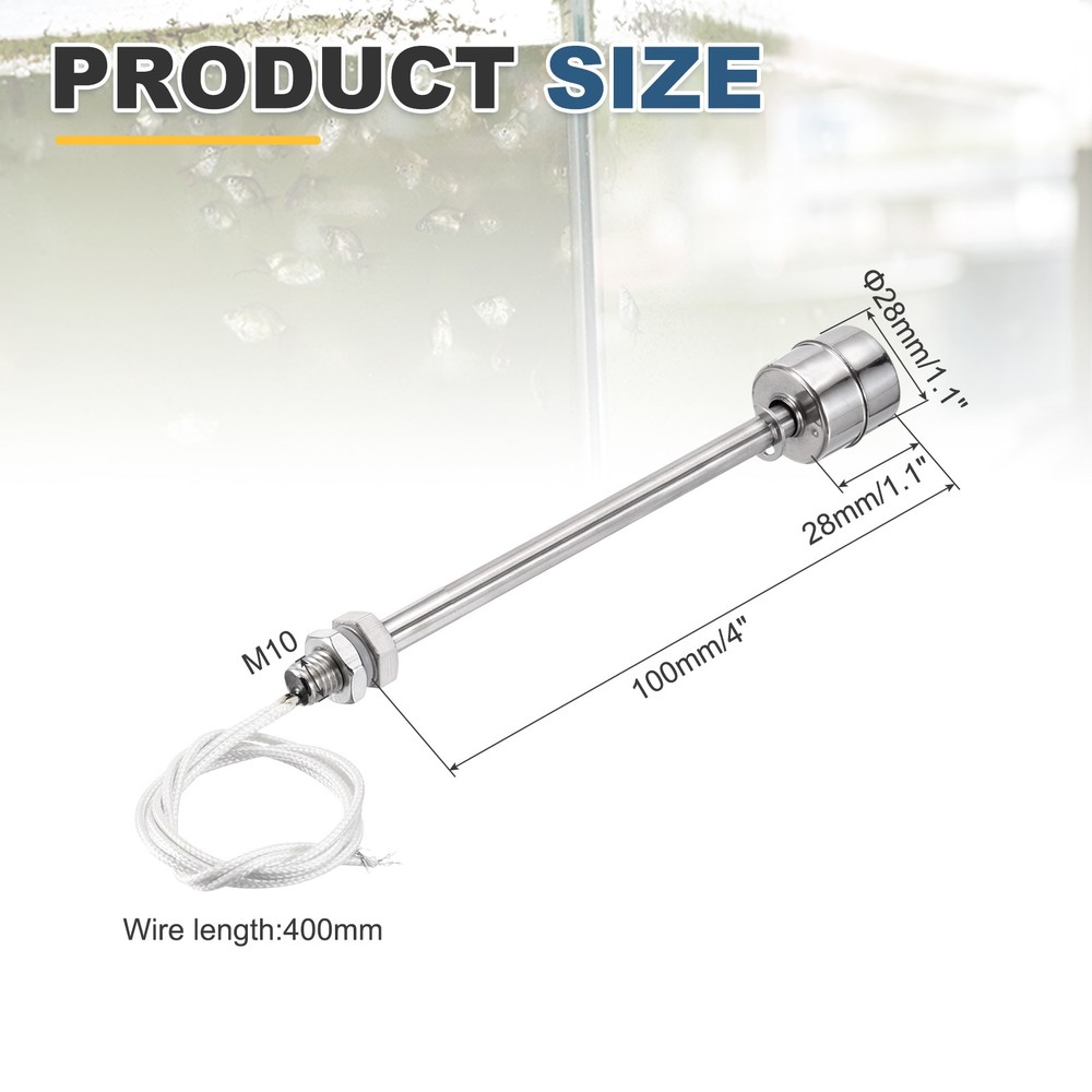 Float Switch 100mm Rod 0.2A Vertical Single Float for Pump/Alarm 1 Pcs