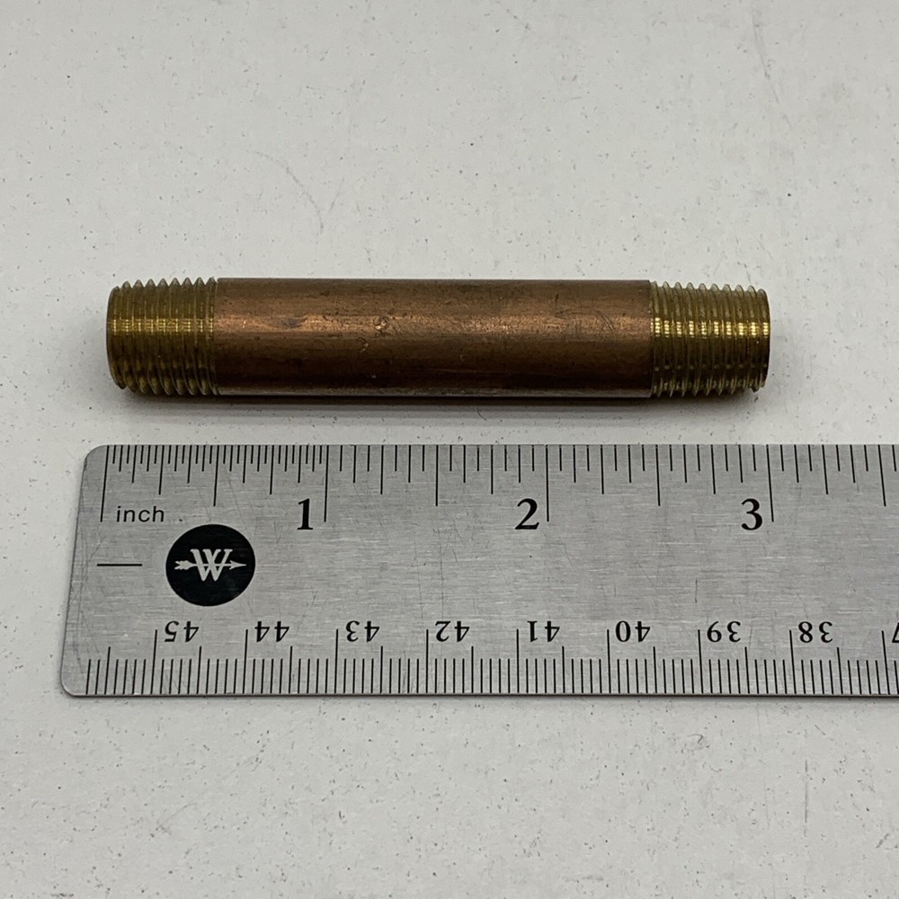 (6-Pack) Brass Pipe Nipple Fitting 1/4" NPT Thread x 3" Length