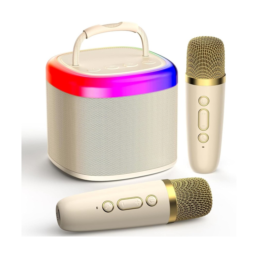 Mini Karaoke Machine for Kids: Portable Bluetooth Speaker with 2 Wireless Mic...