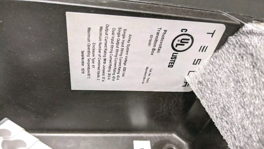 Tesla E318357 Standard Photovoltaic Transition Box 4J