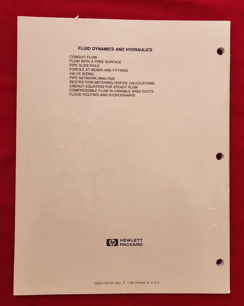HP-41 Users' Library Solutions - Fluid Dynamics (E6-083)