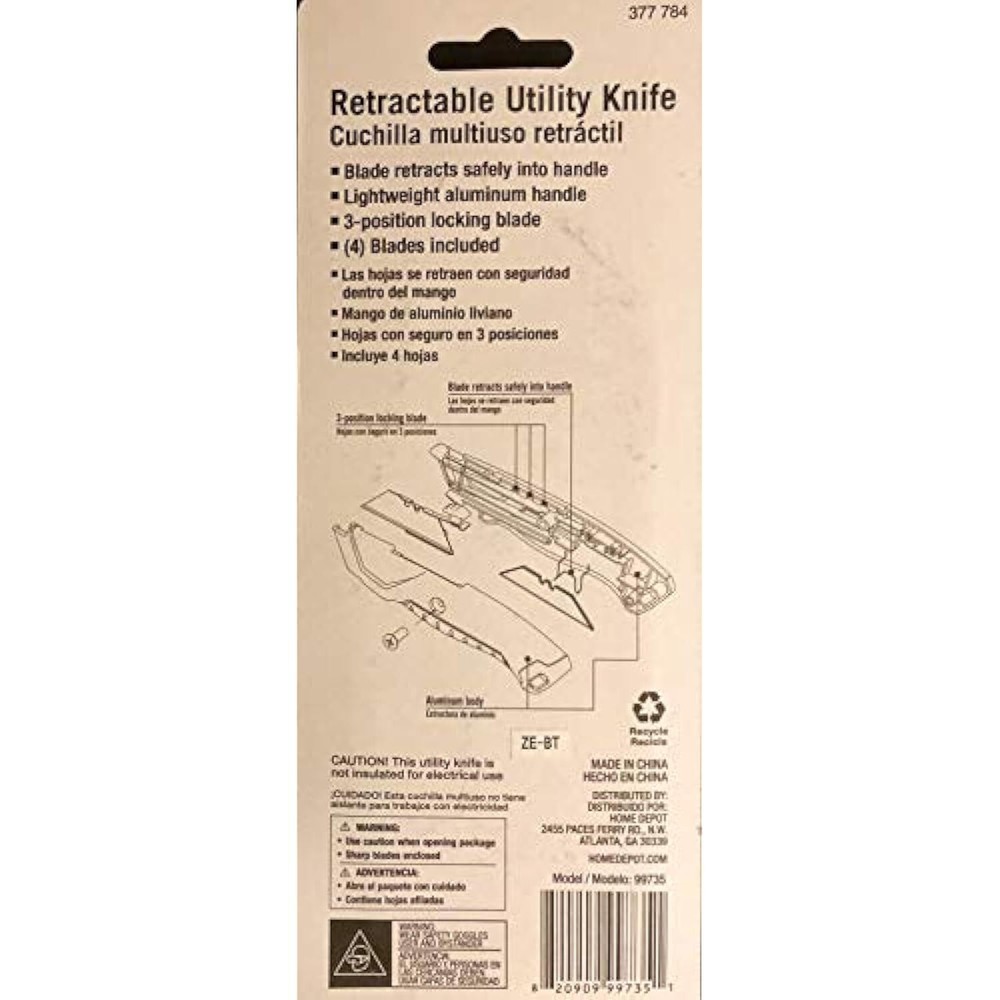 Heavy Duty Retractable Utility Knife Box Cutter With Blade Storage Sharp