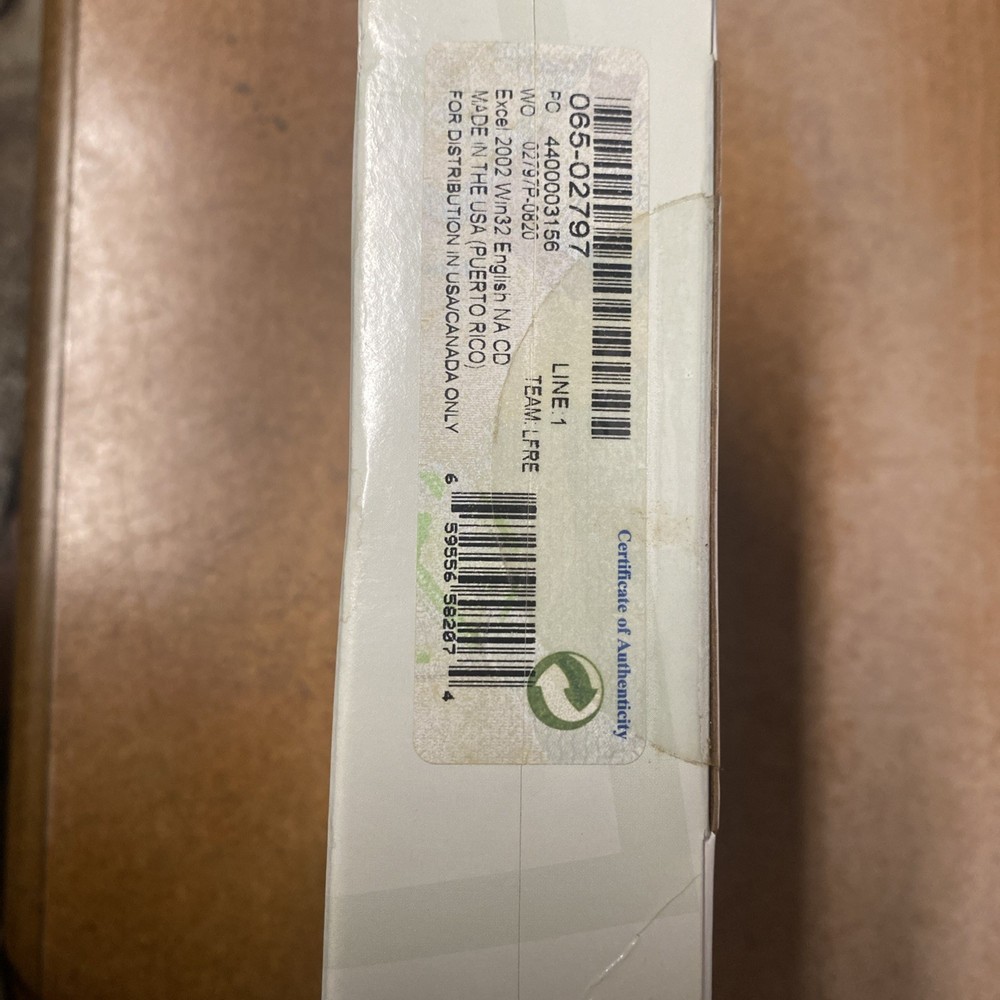 Microsoft Excel 2002 for Windows '98, 2000 Pro, NT Workstation 4.0