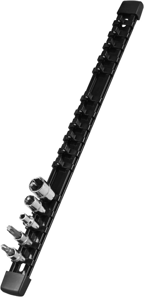 Compact Black Socket Rail Kit - 16 Clips Included for Maximum Tool Organization