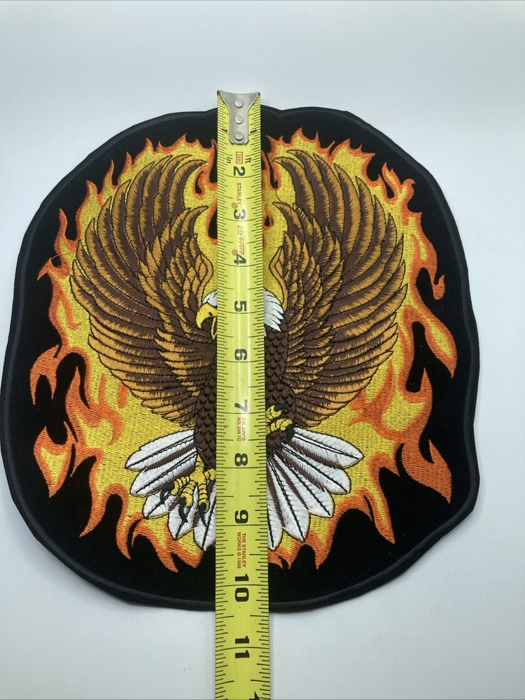 Large Eagle Flames Biker Embroidered Patch Harley rider motorcycle -
