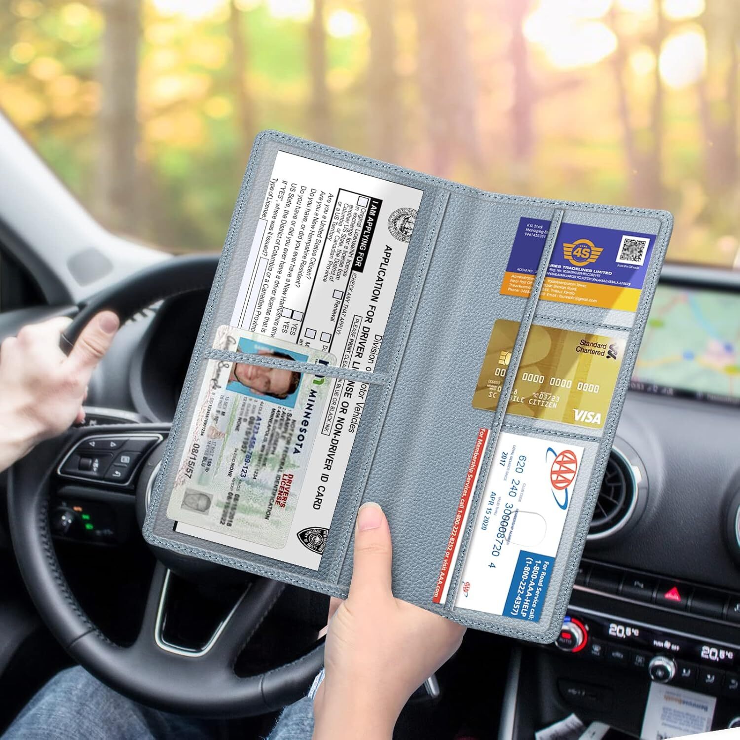 Premium Car Registration and Insurance Card Holder Vehicle Card Organizer Wallet