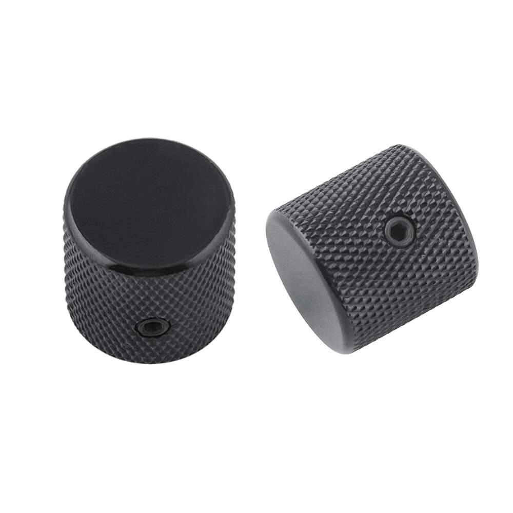 Guitar Control Knobs Flat Top Volume Tone Knobs 6mm Shaft Screw Type Metal Black