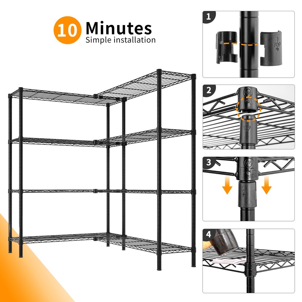 49.2''W Adjustable Storage Shelves NSF Wire Shelving Unit Multiple rows