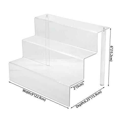 3 Steps Clear Acrylic Display Riser Cupcake Stand Display Shelves for Decoration