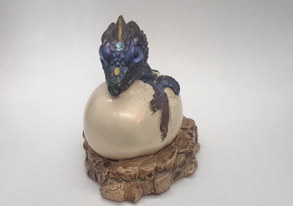Hatching Dragon Figurine Windstone Editions Peacock