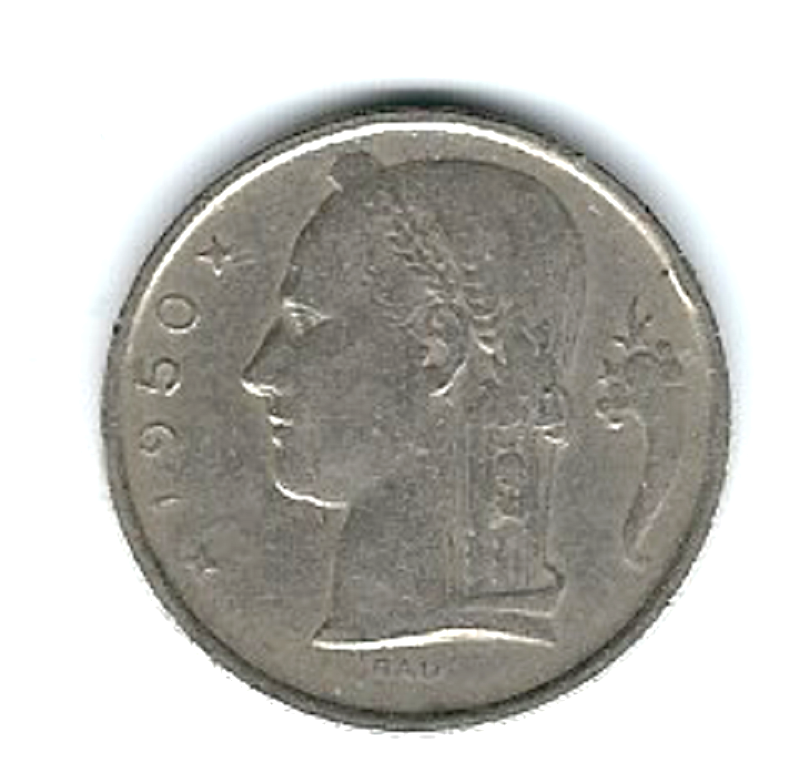 Belgium Coin...5 Francs...1950